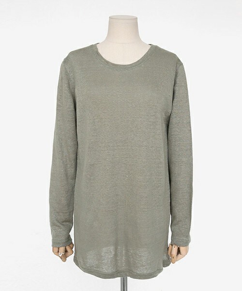 DHOLIC（ディーホリック）の「2TYPEロングスリーブリネンTシャツ（Tシャツ/カットソー・レディース・ホワイト/ベージュ/カーキ/ストライプ・FREE）」の3枚目の写真