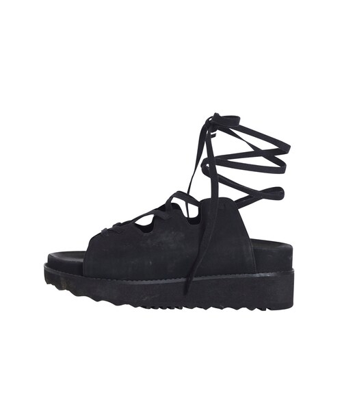 EMODA（エモダ）の「BULKY LACE UPサンダル（シューズ・レディース・ホワイト/ブラック・S/M/L）」の4枚目の写真