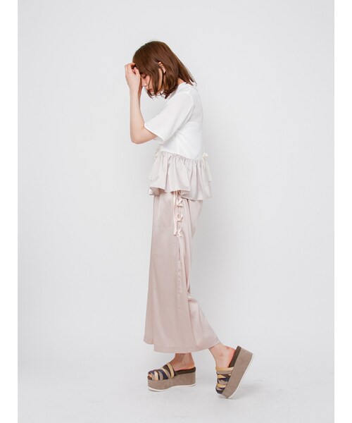 merry jenny（メリージェニー）の「いそざいキリカエシャツ（トップス・レディース・オフホワイト/ミントグリーン/ベージュ・F）」の6枚目の写真