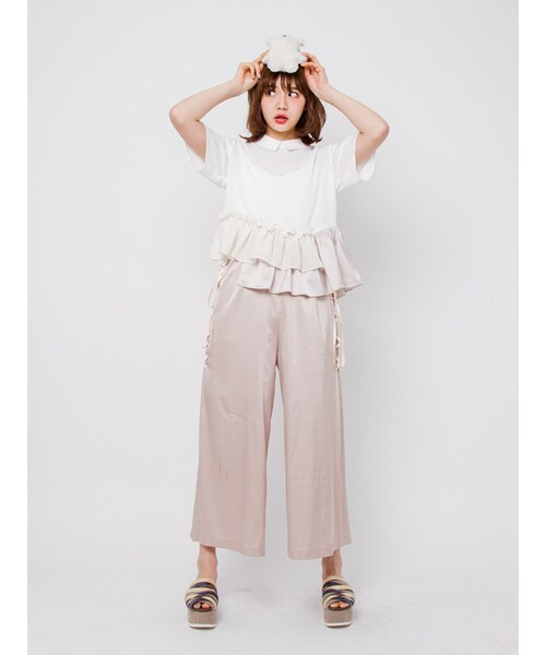 merry jenny（メリージェニー）の「いそざいキリカエシャツ（トップス・レディース・オフホワイト/ミントグリーン/ベージュ・F）」の8枚目の写真