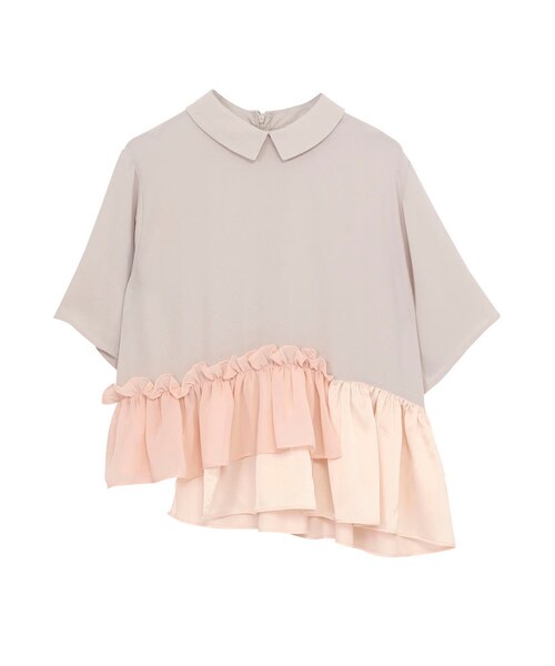 merry jenny（メリージェニー）の「いそざいキリカエシャツ（トップス・レディース・オフホワイト/ミントグリーン/ベージュ・F）」の2枚目の写真