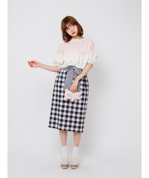 merry jenny（メリージェニー）の「ギンガムいっぱいスカート（スカート・レディース・ブラック/レッド/ネイビー・F）」の6枚目の写真