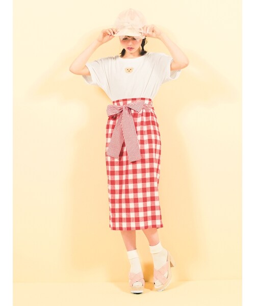 merry jenny（メリージェニー）の「ギンガムいっぱいスカート（スカート・レディース・ブラック/レッド/ネイビー・F）」の4枚目の写真