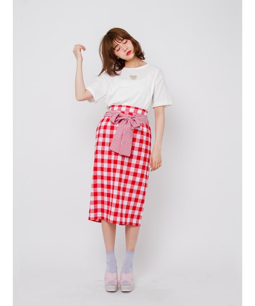 merry jenny（メリージェニー）の「ギンガムいっぱいスカート（スカート・レディース・ブラック/レッド/ネイビー・F）」の5枚目の写真