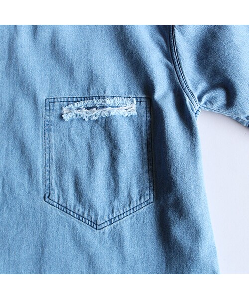 69(シックスティーナイン)の「Slit Pocket Tee(トップス・Light Indigo Blue・XS/S/M/L)」の5枚目の写真