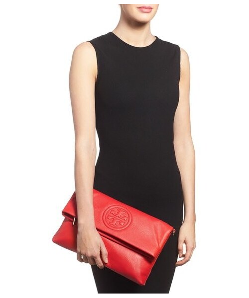 TORY BURCH(トリーバーチ)の「Tory Burch 'Bombé' Leather Foldover Clutch(クラッチバッグ・レディース・Red・Regular)」の7枚目の写真