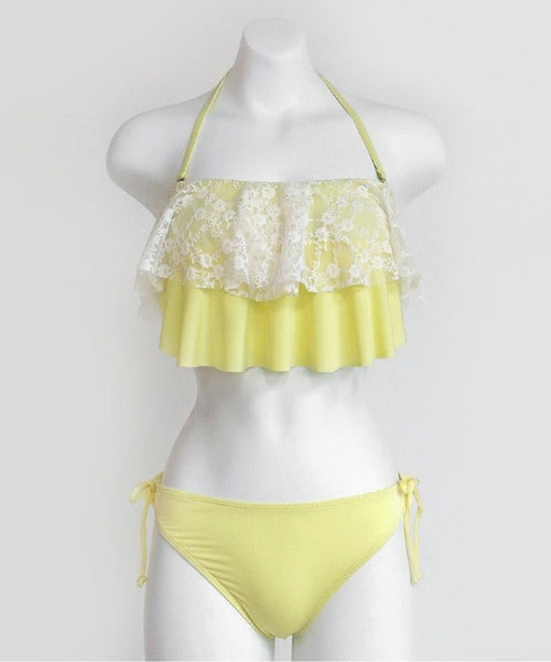 DHOLIC（ディーホリック）の「レースラッフルポイントビキニ（水着・レディース・レッド/イエロー/パープル・FREE）」の3枚目の写真