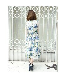 anatelier 花柄 スカラップ フラワー ドレス ワンピース フレア ホップフラワーレースフレア ワンピース （ドレス）｜ANAYI