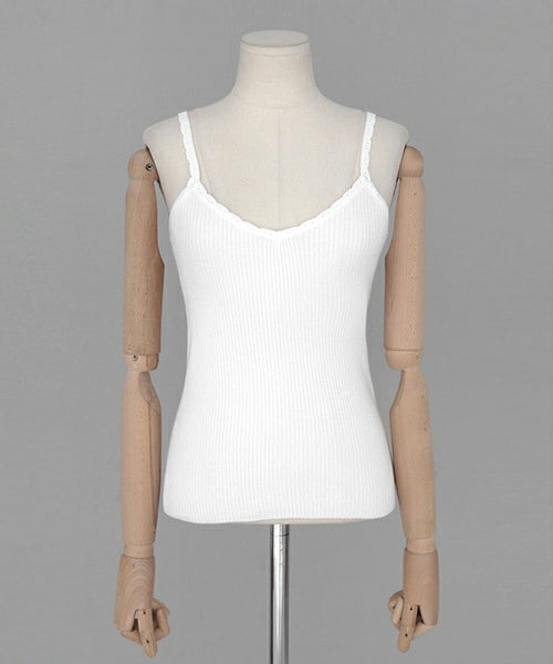 DHOLIC（ディーホリック）の「スカラップリブニットキャミソール（キャミソール・レディース・グレー/アイボリー/ブラック・FREE）」の2枚目の写真