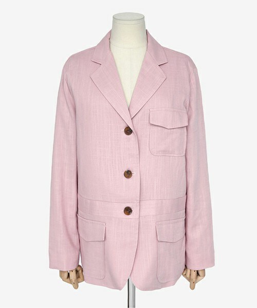 DHOLIC（ディーホリック）の「リネン混フラップポケットジャケット（テーラードジャケット・レディース・ディープスカイブルー/ピンク/ライトベージュ・FREE）」の3枚目の写真