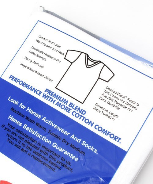 HANES（ヘインズ）の「メンズ ヘインズ 3枚1組 ブルーラベル 無地T ホワイト Vネック Hanes BLUE PACK 3P V NECK TEE HM2125G（Tシャツ/カットソー・メンズ・ホワイト・MEDIUM/LARGE/X-LARGE）」の2枚目の写真