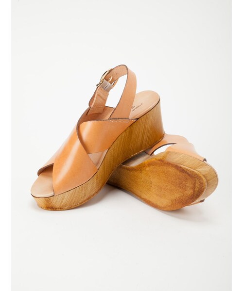 Rinajour（リナジュール）の「FORME DI CUOIO(フォルメ・ディ・クオイオ) ウェッジソール クロスサンダル（シューズ・レディース・WHITE/BEIGE・36/37/38）」の5枚目の写真