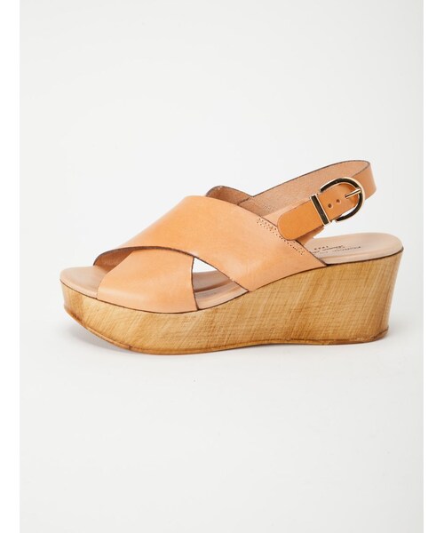 Rinajour（リナジュール）の「FORME DI CUOIO(フォルメ・ディ・クオイオ) ウェッジソール クロスサンダル（シューズ・レディース・WHITE/BEIGE・36/37/38）」の4枚目の写真