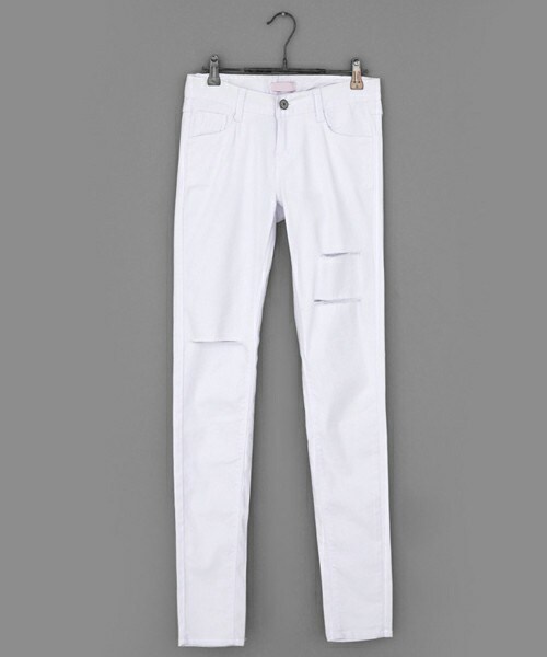 DHOLIC（ディーホリック）の「スリットダメージスキニーパンツ（その他パンツ・レディース・ブラック/ホワイト・25/26/27/28/29/30）」の2枚目の写真