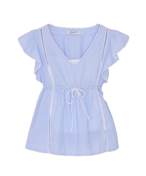 dazzlin（ダズリン）の「【sc】サッカーストライプブラウス（トップス・レディース・オフホワイト/ブルー/ネイビー・F）」の2枚目の写真