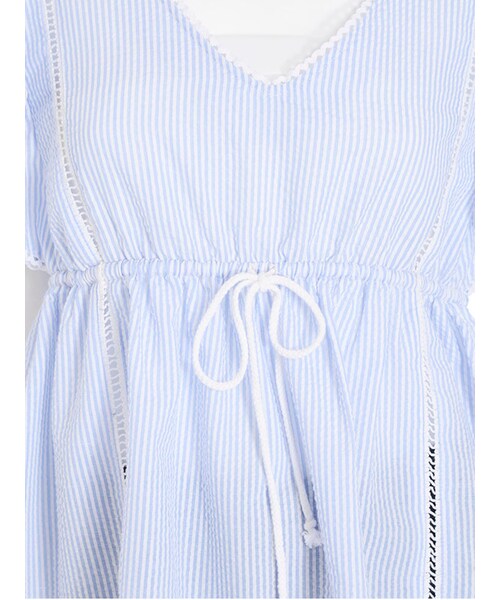 dazzlin（ダズリン）の「【sc】サッカーストライプブラウス（トップス・レディース・オフホワイト/ブルー/ネイビー・F）」の9枚目の写真