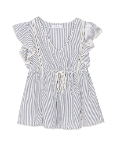 dazzlin（ダズリン）の「【sc】サッカーストライプブラウス（トップス・レディース・オフホワイト/ブルー/ネイビー・F）」の3枚目の写真