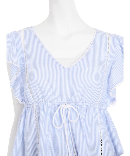 dazzlin（ダズリン）の「【sc】サッカーストライプブラウス（トップス・レディース・オフホワイト/ブルー/ネイビー・F）」の8枚目の写真