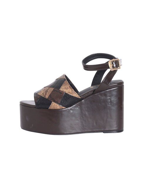 EVRIS(エヴリス)の「パイソンパッチワークサンダル(シューズ・レディース・ブラック/ブラウン・S/M/L)」の6枚目の写真