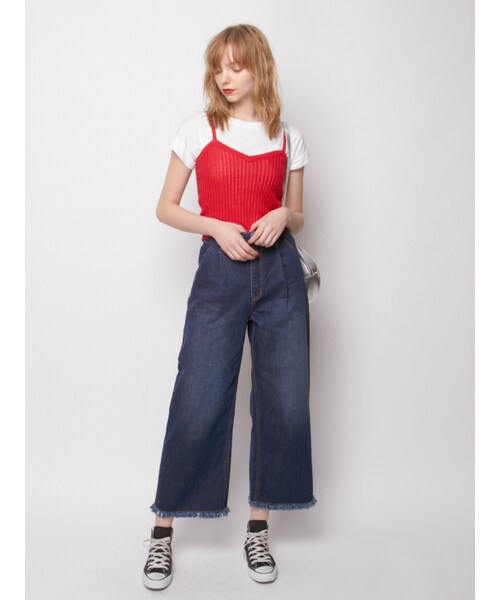 jouetie(ジュエティ)の「デニムワイドパンツ(パンツ・レディース・オフホワイト/アイスブルー/インディゴ)」の6枚目の写真