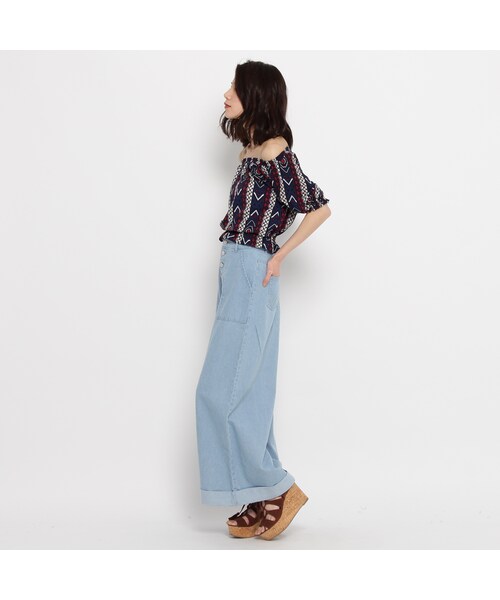 OZOC（オゾック）の「オルテガ柄オフショルダーブラウス（トップス・レディース・ネイビー/ライトベージュ/ワインレッド・その他）」の11枚目の写真