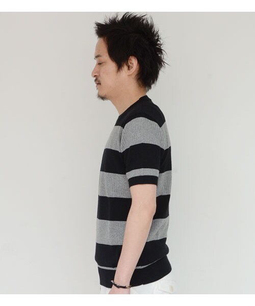 HAMNETT（ハムネット）の「【HAMNETT】 PUNCHING KNIT（トップス・メンズ・ネイビー/ブルー/ライトグレー/グレー(ボーダー)・S/M/L/XL）」の6枚目の写真
