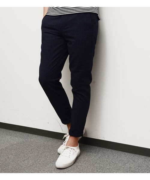 HAMNETT（ハムネット）の「【HAMNETT】 SUCKER CROPPED PANTS（パンツ・メンズ・ブラック/ネイビー・S/M/L）」の2枚目の写真