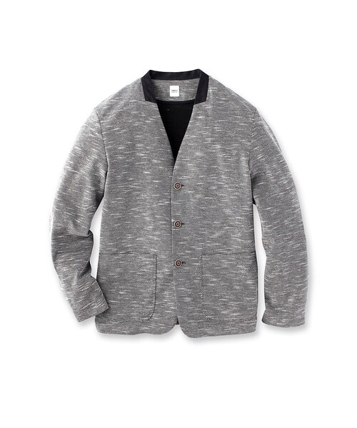 TAKEO KIKUCHI（タケオキクチ）の「ダブルフェイスシルケットカーディガン（トップス・メンズ・ブルー系(394)/ライトグレー(311)・M/L/LL）」の2枚目の写真