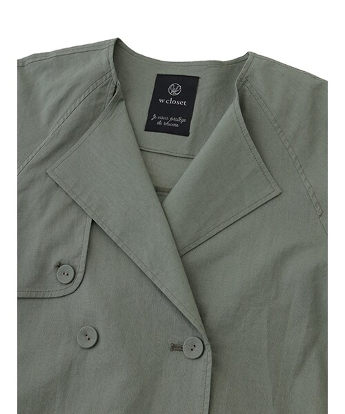 w closet（ダブルクローゼット）の「綿麻ノーカラーコート（ジャケット/アウター・レディース・ベージュ/ブルー/カーキ・FREE）」の7枚目の写真