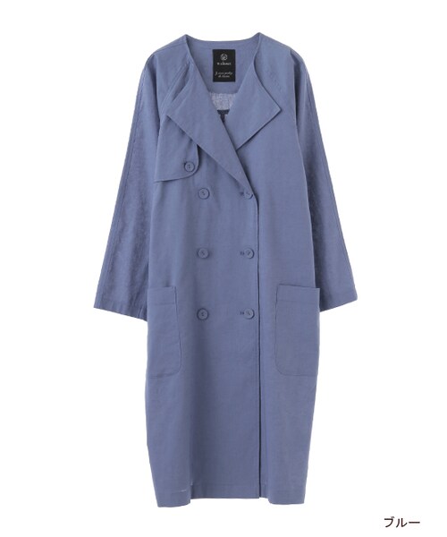 w closet（ダブルクローゼット）の「綿麻ノーカラーコート（ジャケット/アウター・レディース・ベージュ/ブルー/カーキ・FREE）」の3枚目の写真