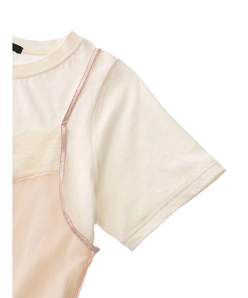 w closet(ダブルクローゼット)の「チュールキャミワンピ×Tシャツセット(ワンピース/ドレス・レディース・エクリュ/ピンクベージュ/サックスグレー・FREE)」の8枚目の写真