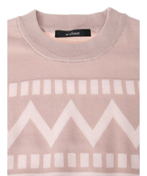 w closet(ダブルクローゼット)の「幾何柄ジャガードニット(トップス・レディース・オフホワイト/ピンクベージュ/ネイビー・FREE)」の7枚目の写真