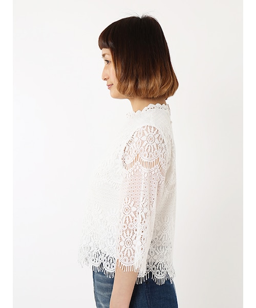 w closet（ダブルクローゼット）の「スカラップレースプルオーバー（トップス・レディース・オフホワイト/ピンク・FREE）」の4枚目の写真