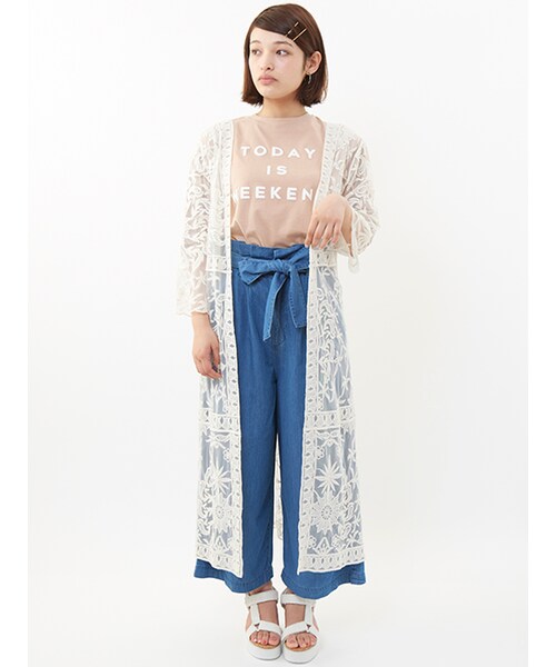 w closet（ダブルクローゼット）の「リボン付きデニムパンツ（パンツ・レディース・ブルー/ネイビー・FREE）」の11枚目の写真