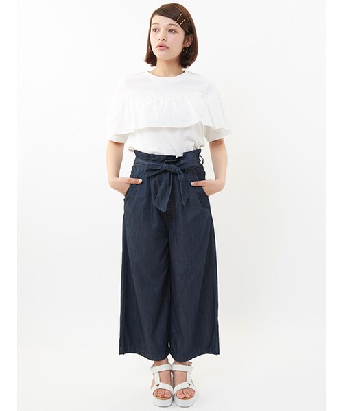 w closet（ダブルクローゼット）の「リボン付きデニムパンツ（パンツ・レディース・ブルー/ネイビー・FREE）」の12枚目の写真