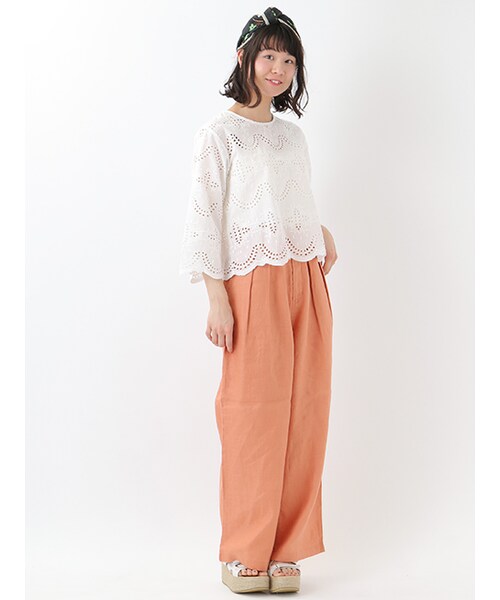 w closet（ダブルクローゼット）の「コットンリネンワイドパンツ（パンツ・レディース・グレージュ/ベージュ/オレンジ・FREE）」の12枚目の写真