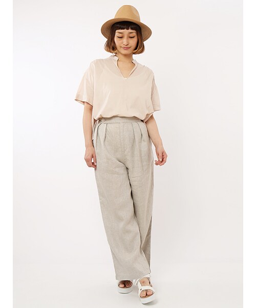 w closet（ダブルクローゼット）の「コットンリネンワイドパンツ（パンツ・レディース・グレージュ/ベージュ/オレンジ・FREE）」の13枚目の写真