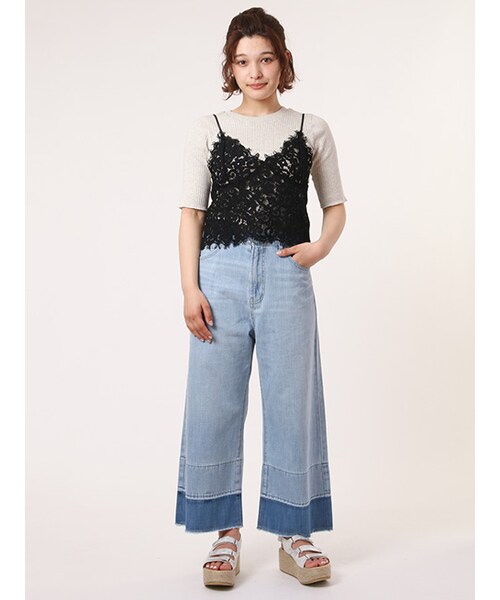 w closet（ダブルクローゼット）の「デニム裾加工パンツ（パンツ・レディース・Dサックス/ブルー・FREE）」の13枚目の写真