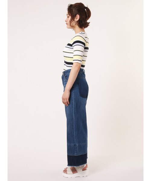 w closet（ダブルクローゼット）の「デニム裾加工パンツ（パンツ・レディース・Dサックス/ブルー・FREE）」の4枚目の写真