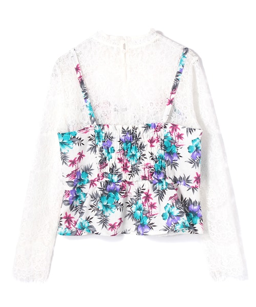 PAGEBOY（ページボーイ）の「【ポイント10倍】【PAGEBOY】レーストップス×ビスチェセット（トップス・レディース・ホワイト系/ブラック/ターコイズ系）」の4枚目の写真