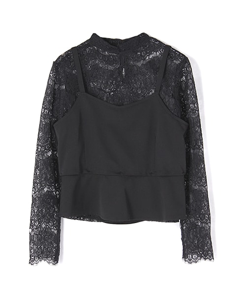 PAGEBOY（ページボーイ）の「【ポイント10倍】【PAGEBOY】レーストップス×ビスチェセット（トップス・レディース・ホワイト系/ブラック/ターコイズ系）」の2枚目の写真