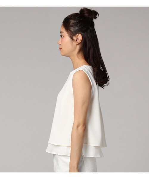 PAGEBOY（ページボーイ）の「Wクロスツイルレイヤードブラウス（トップス・レディース・オフホワイト/ブラック/ラベンダー）」の5枚目の写真