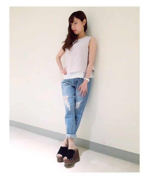 PAGEBOY（ページボーイ）の「Wクロスツイルレイヤードブラウス（トップス・レディース・オフホワイト/ブラック/ラベンダー）」の13枚目の写真