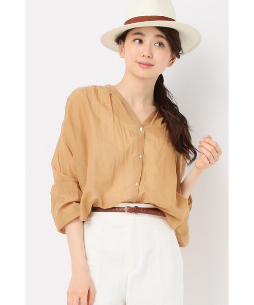 Spick & Span(スピックアンドスパン)の「メンSILKローン BIG シャツ◆(トップス・ホワイト/キャメル/カーキ・フリー)」の21枚目の写真