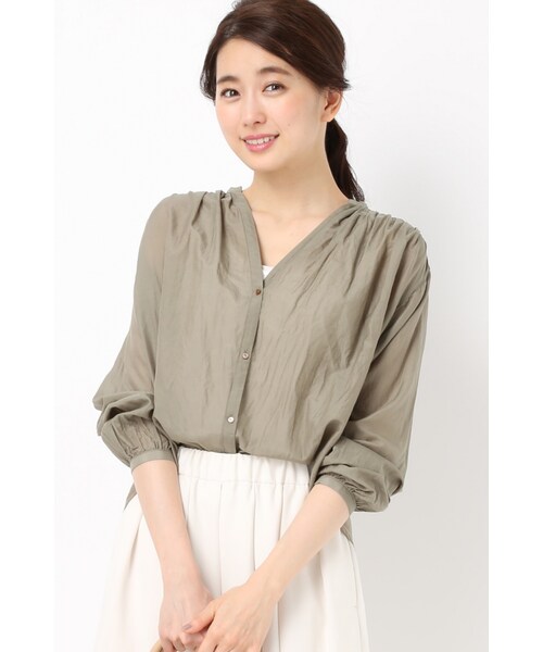 Spick & Span(スピックアンドスパン)の「メンSILKローン BIG シャツ◆(トップス・ホワイト/キャメル/カーキ・フリー)」の22枚目の写真