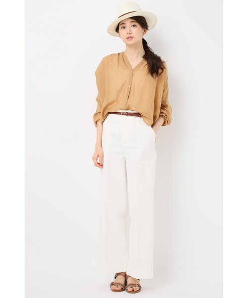 Spick & Span(スピックアンドスパン)の「メンSILKローン BIG シャツ◆(トップス・ホワイト/キャメル/カーキ・フリー)」の5枚目の写真