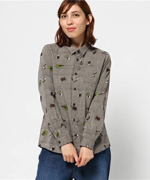 FRAPBOIS(フラボア)の「アコーンズ(シャツ/ブラウス・レディース・ベージュ/グレー・1/2)」の2枚目の写真