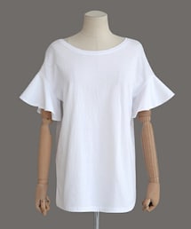 DHOLIC | ラッフルスリーブラウンドネックTシャツ(Tシャツ/カットソー)