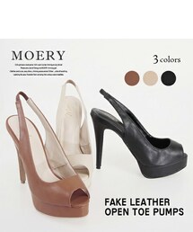 MOERY | フェイクレザーオープントゥパンプス(パンプス)