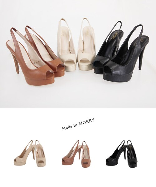 MOERY(モエリー)の「フェイクレザーオープントゥパンプス(パンプス・レディース・ベージュ/キャメル/ブラック・S(約22.5cm相当)/M(約23.5cm相当)/L(約24.5cm相当))」の4枚目の写真